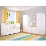 Timba kiságy Félix zárt végű ágyneműtartós fehér-csillagos 60x120