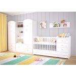 Timba kiságy Félix zárt végű ágyneműtartós fehér-csillagos 60x120