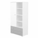 Timba szekrény Erik 1 ajtós 2 fiókos ezüst-fehér