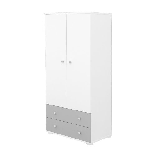 Timba Erik szekrény 2 ajtós 2 fiókos ezüst-fehér