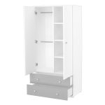 Timba Erik szekrény 2 ajtós 2 fiókos ezüst-fehér