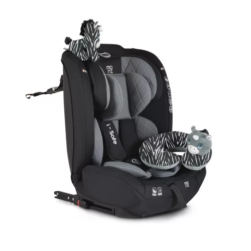 MONI ISAFE autósülés ISIZE és ISOFIX ülésemelővé alakítható 76-150cm SZÜRKE