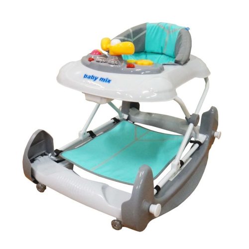 BABY MIX  Walker bébikomp szilikon kerekek szürke/ menta 39123