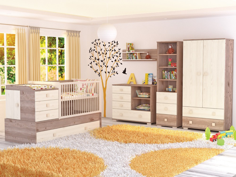 Timba Kombiágy Viki 3 fiókos krém-fűz – babaszoba enteriőr