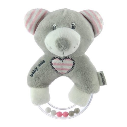 Baby Mix Plüss csörgő  rózsaszín Mackó