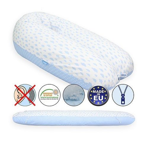 Scamp Formázható univerzális szoptatós párna pamut huzattal/BlueWhiteStarClouds