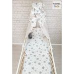 PIHE-TEX  2 részes babaágynemű szett CSÍKOS CSILLAGOK , RÓZSA (121/R)