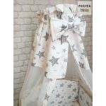 PIHE-TEX  2 részes babaágynemű szett CSÍKOS CSILLAGOK , RÓZSA (121/R)