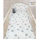 PIHE-TEX  2 részes babaágynemű szett CSÍKOS CSILLAGOK , RÓZSA (121/R)