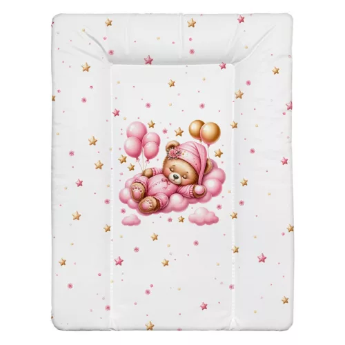 Rózsaszín felfőn alvó maci puha pelenkázólap 70×50 cm – vízhatlan, bababarát Softy pelenkázó alátét