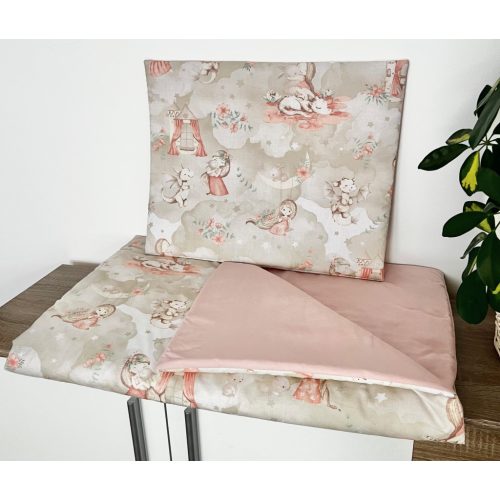 Púder álom ovis ágynemű szett – sárkányos és nyuszis mintával, 90x140