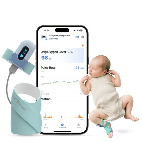 Babytone Baby O2 okos légzésfigyelő zokni- by Viatom, zöld