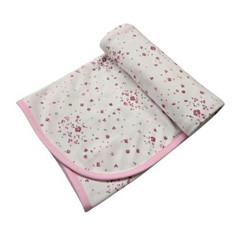 Mintás pamut babatakaró 70x90 - Rózsaszín virágok