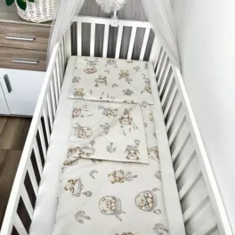   Álomfogó Bézs mackós mintával 2 részes babaágynemű szett – 100% pamut, 140x90 + 40x50