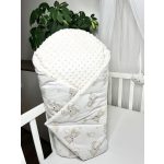 kókuszpólya – Álomfelhő Mackó Szivárványos, bézs minky és mackós pamutvászon, kivehető kókuszbetéttel