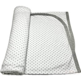   Szürke csillagos pamut babatakaró – 70×90 cm, melírszürke szegéllyel, 100% pamut