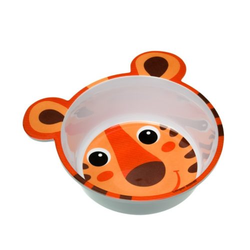 CANPOL Melamin csúszásgátló tál füllel Hello Little /  narancs