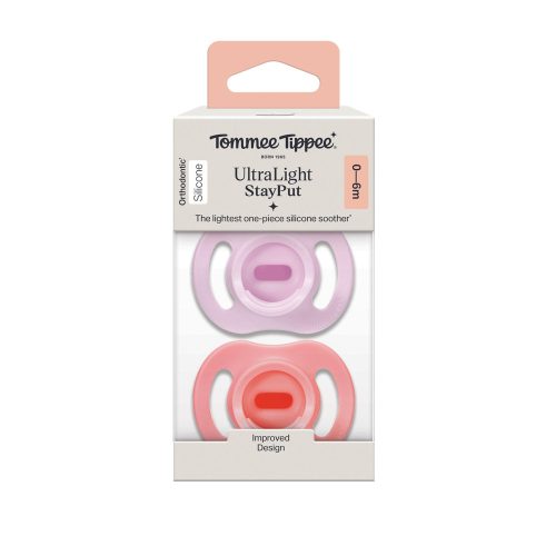 Tommee Tippee játszócumi Ultra Light 2 db 0-6 hó / rózsa