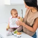 BabyOno előke - frottír, vízálló réteggel, közepes / rózsa Elefánt