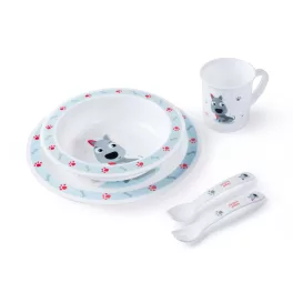   CANPOL 4/401 Műanyag étkészlet / Cute Animals - kék kutya