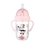 Canpol babies Cseppmentes szívószálas pohár nehezékkel Exotic Animals 270ml 6hó+ rózsaszín