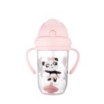 Canpol babies Cseppmentes szívószálas pohár nehezékkel Exotic Animals 270ml 6hó+ rózsaszín