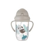 Canpol babies Cseppmentes szívószálas pohár nehezékkel Bonjour Paris 270ml 6hó+ szürke