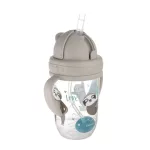 Canpol babies Cseppmentes szívószálas pohár nehezékkel Bonjour Paris 270ml 6hó+ szürke