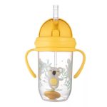 Canpol babies Súlyozott szívószálas cseppmentes itatópohár, 270ml, 6hó+, EXOTIC ANIMALS - sárga