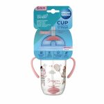 Canpol babies Cseppmentes szívószálas pohár nehezékkel Bonjour Paris 270ml 6hó+ mályva