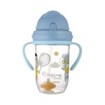 Canpol babies Cseppmentes szívószálas pohár nehezékkel Bonjour Paris 270ml 6hó+ kék