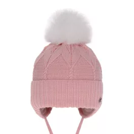 Téli kislány pomponos sapkal pink 46/48