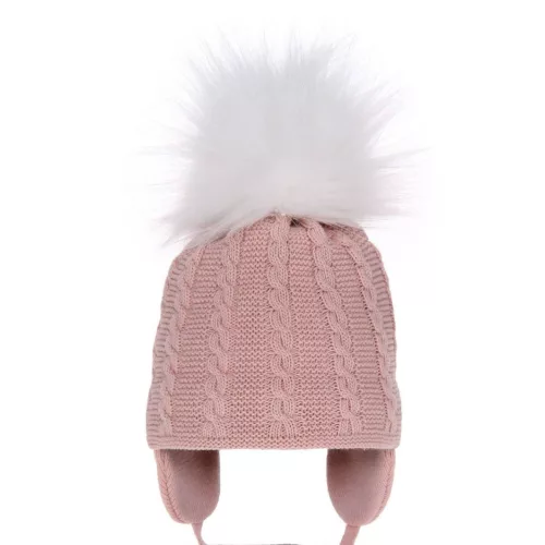 Téli kislány pomponos sapka pink 40/42