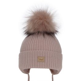 Téli kislány pomponos sapkal mályva 46/48