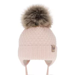 Téli kislány pomponos sapkal pink 38/40