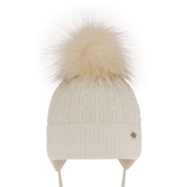 Téli kislány pomponos sapka krém 52/54