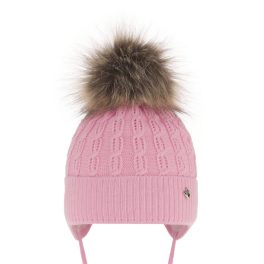 Téli kislány pomponos sapka pink 52/54