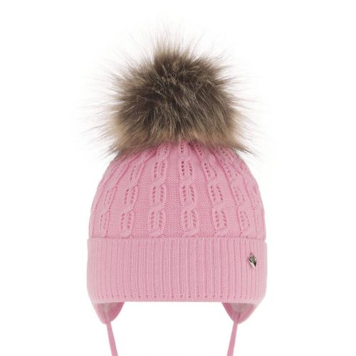 Téli kislány pomponos sapka pink 52/54