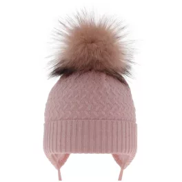 Téli kislány pomponos sapkal pink 44/46