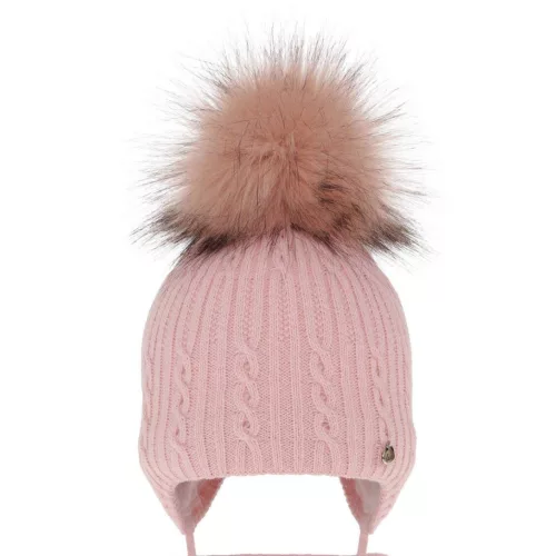 Téli kislány pomponos sapkal pink 40/42