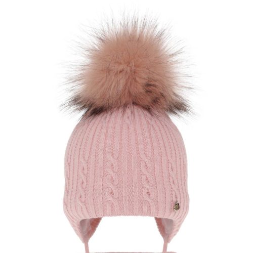 Téli kislány pomponos sapkal pink 40/42
