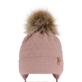 Téli kislány pomponos sapkal pink 46/48