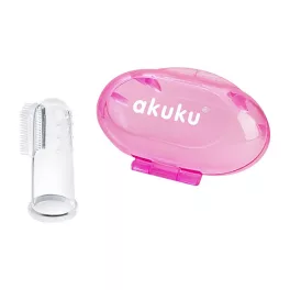   Akuku szilikon ínymasszírozó eszköz tartóval /rózsaszín/