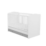 Timba Erik 70x140-es Átalakítható kiságy ágyneműtartóval Ezüst-Fehér