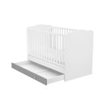 Timba Erik 70x140-es Átalakítható kiságy ágyneműtartóval Ezüst-Fehér