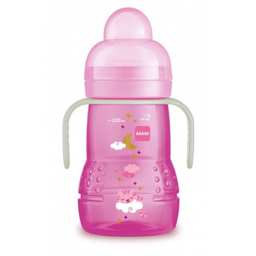 MAM Trainer+ Night tanulópohár 220ml / rózsaszín