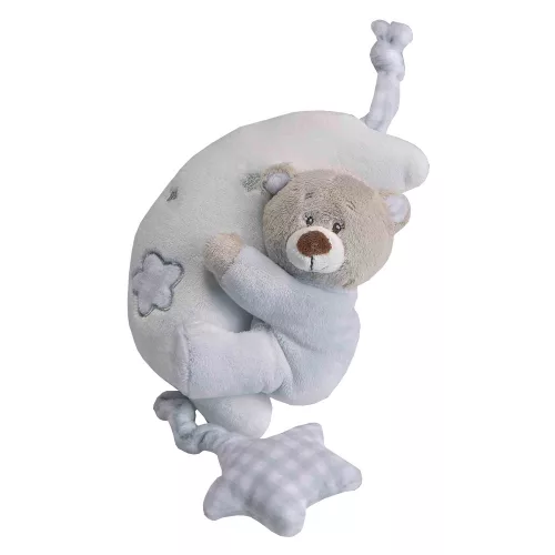 Gamberritos felhúzós zenélő játék plüss maci holdon szürke 