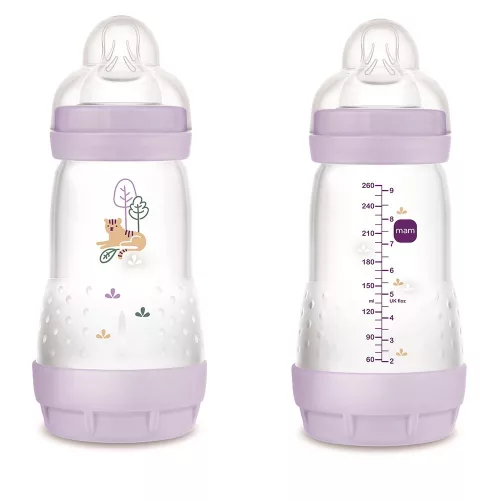 MAM Anti colic Matt Forest cumisüveg 260ml / Lila