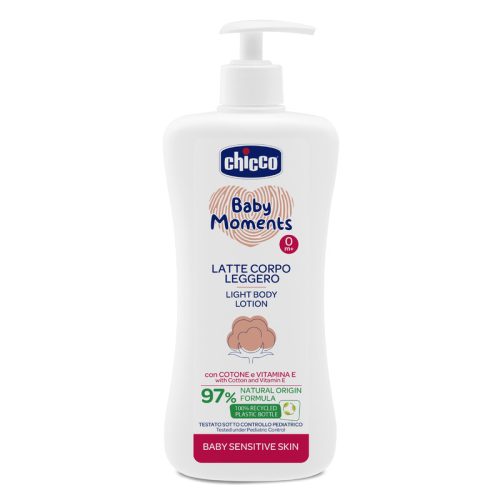 Chicco Testápoló tej Light 500 ml - sensitive gyapotmagolaj és E-vitamin, érzékeny bőrre 500 ml