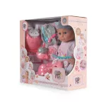 Moni Toys Baba 36 cmes baba pisilős baba szett szürke/rózsa